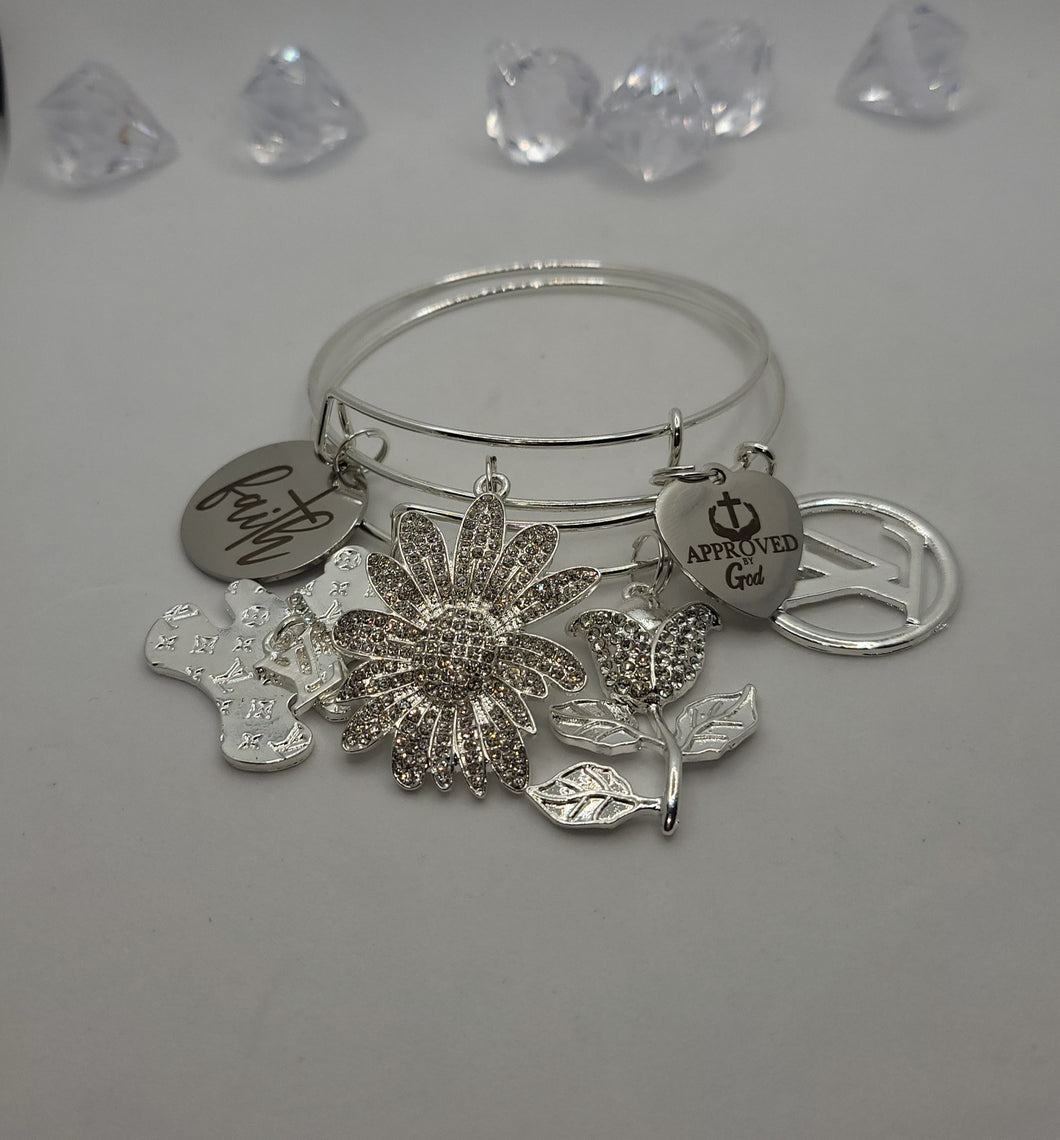 3pc Bangle adjustable Set (Silver)