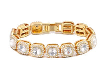 Load image into Gallery viewer, Mini Square Rhinetone Cuban link bracelet 7 inch