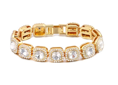 Mini Square Rhinetone Cuban link bracelet 7 inch