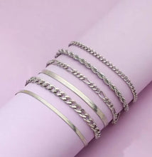 Load image into Gallery viewer, Silver 6pc Bracelets Set