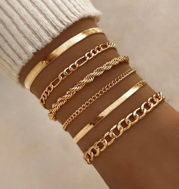 Gold 6pc Bracelets Set