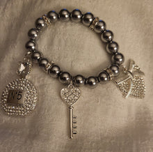 Load image into Gallery viewer, Metal Silver Bracelet 1pc (individual Bracelet) comes with 3 charms