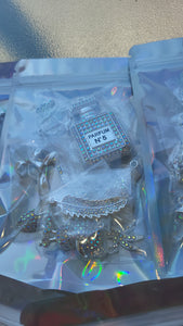 10pc Luxury Non-Designer Silver charm Bling Mix bag