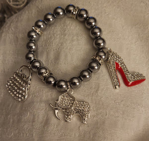 Metal Silver Bracelet 1pc (individual Bracelet) comes with 3 charms