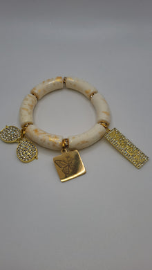 Cream & Gold tube bracelet