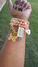 Load image into Gallery viewer, She is a Warrior (Breast Cancer Bracelet) 3pc Set