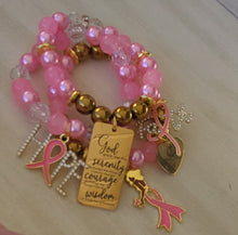 Load image into Gallery viewer, Giving God all my problems (Breast Cancer Bracelet) 3pc 🎀