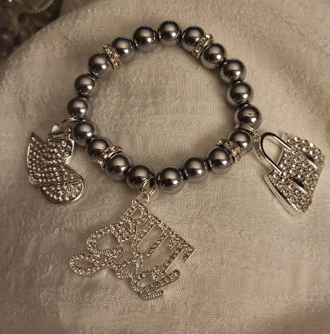 Metal Silver Bracelet 1pc (individual Bracelet) comes with 3 charms