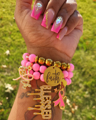 My faith will heal me (Breast Cancer Bracelet) 3pc 🎀