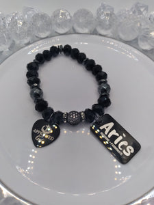 Zodiac Sign Black 1pc Bracelet