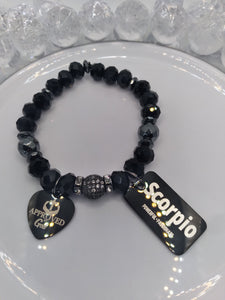 Zodiac Sign Black 1pc Bracelet